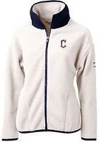 Cutter and Buck Cleveland Guardians Womens Grey Americana Cascade Sherpa Long Sleeve Full Zip Ja..