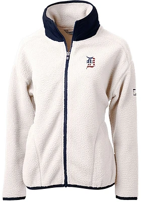 Cutter and Buck Detroit Tigers Womens Grey Americana Cascade Sherpa Long Sleeve Full Zip Jacket