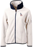Cutter and Buck Los Angeles Dodgers Womens Grey Americana Cascade Sherpa Long Sleeve Full Zip Ja..