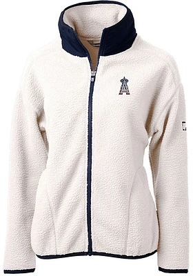 Cutter and Buck Los Angeles Angels Womens Grey Americana Cascade Sherpa Long Sleeve Full Zip Jac..