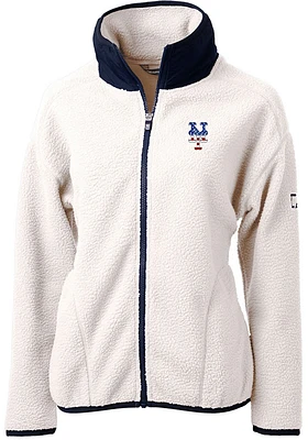 Cutter and Buck New York Mets Womens Grey Americana Cascade Sherpa Long Sleeve Full Zip Jacket
