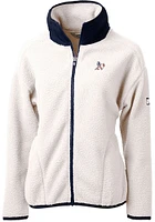 Cutter and Buck Oakland Athletics Womens Grey Americana Cascade Sherpa Long Sleeve Full Zip Jack..