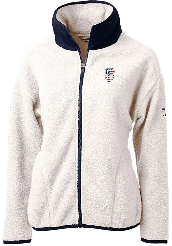 Cutter and Buck San Francisco Giants Womens Grey Americana Cascade Sherpa Long Sleeve Full Zip J..