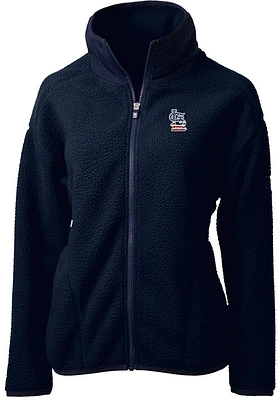 Cutter and Buck St Louis Cardinals Womens Navy Blue Americana Cascade Sherpa Long Sleeve Full Zi..