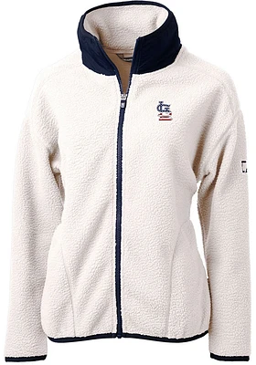 Cutter and Buck St Louis Cardinals Womens Grey Americana Cascade Sherpa Long Sleeve Full Zip Jac..
