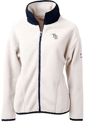Cutter and Buck Tampa Bay Rays Womens Grey Americana Cascade Sherpa Long Sleeve Full Zip Jacket