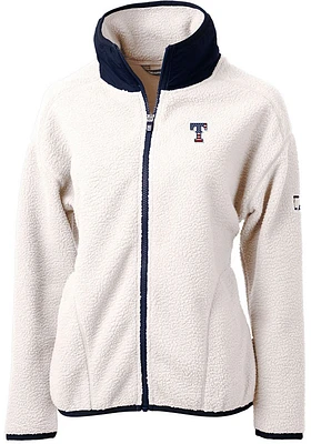 Cutter and Buck Texas Rangers Womens Grey Americana Cascade Sherpa Long Sleeve Full Zip Jacket