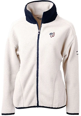 Cutter and Buck Washington Nationals Womens Grey Americana Cascade Sherpa Long Sleeve Full Zip J..
