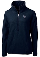 Cutter and Buck Colorado Rockies Womens Navy Blue Americana Cascade Sherpa Qtr Zip
