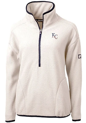 Cutter and Buck Kansas City Royals Womens Grey Americana Cascade Sherpa Qtr Zip