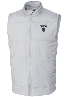 Cutter and Buck Howard Bison Mens White Stealth Hybrid Quilted Windbreaker Vest Big Tall Ves..