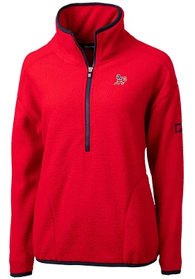 Cutter and Buck Oakland Athletics Womens Red Cascade Eco Sherpa Qtr Zip