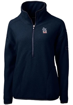 Cutter and Buck St Louis Cardinals Womens Navy Blue Americana Cascade Sherpa Qtr Zip