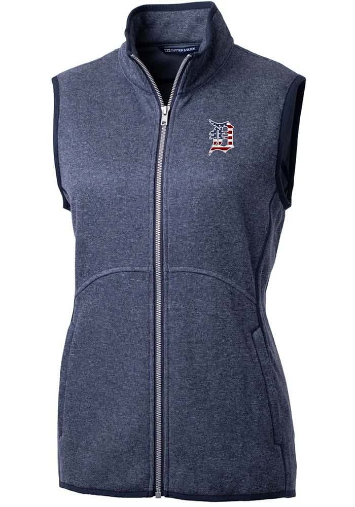 Cutter and Buck Detroit Tigers Womens Navy Blue Americana Mainsail Vest