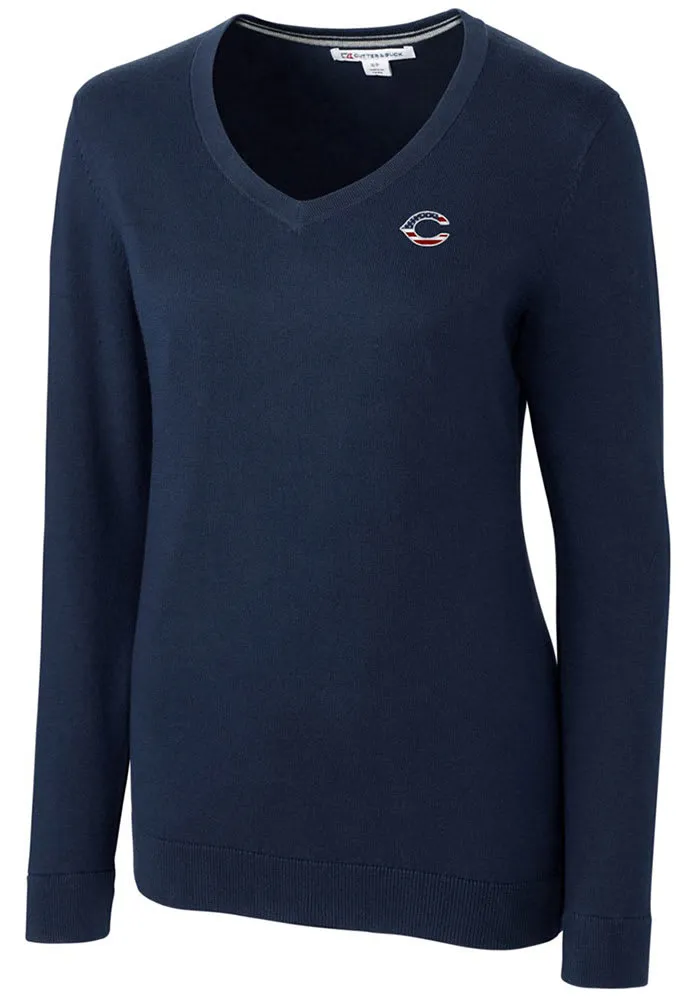 Cutter and Buck Cincinnati Reds Womens Navy Blue Lakemont Long Sleeve Sweater