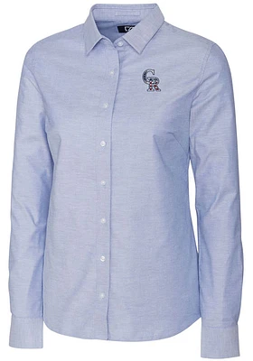 Cutter and Buck Colorado Rockies Womens Stretch Oxford Long Sleeve Light Blue Dress Shirt