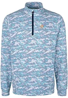 Cutter and Buck Houston Astros Mens Blue Traverse Camo Print Stretch Long Sleeve Qtr Zip Pullover