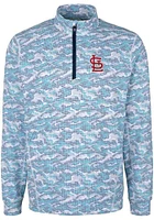 Cutter and Buck St Louis Cardinals Mens Blue Traverse Camo Print Stretch Long Sleeve Qtr Zip Pullo..