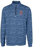 Cutter and Buck Boston Red Sox Mens Navy Blue Traverse Camo Print Stretch Long Sleeve Qtr Zip Pull..