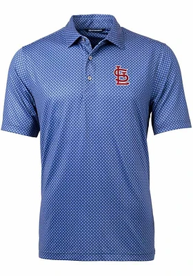 Cutter and Buck St Louis Cardinals Mens Navy Blue Pike Banner Print Short Sleeve Polo