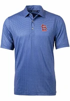 Cutter and Buck St Louis Cardinals Mens Navy Blue Pike Banner Print Short Sleeve Polo