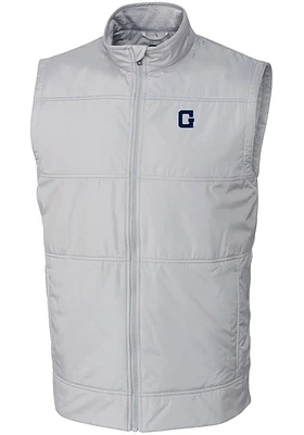 Cutter and Buck Georgetown Hoyas Mens Grey Stealth Hybrid Quilted Vest Big Tall