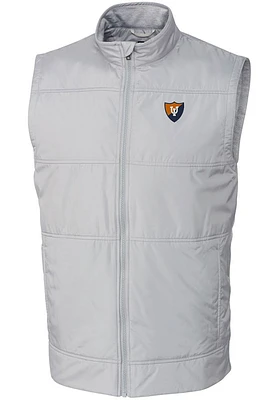 Grey Illinois Fighting Illini Cutter and Buck Big Tall Stealth Hybrid Quilted Vest Mens