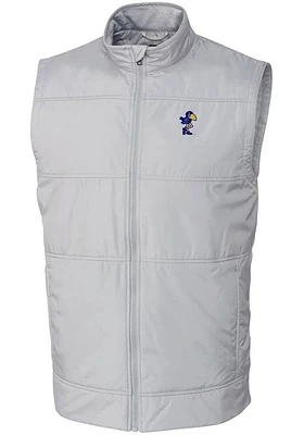 Cutter and Buck Kansas Jayhawks Big Tall Grey Stealth Hybrid Quilted Vest Mens