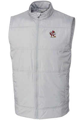 Cutter and Buck Louisville Cardinals Mens Grey Stealth Hybrid Quilted Vest Big Tall