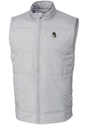 Cutter and Buck Michigan State Spartans Big Tall Grey Stealth Hybrid Quilted Vest Mens