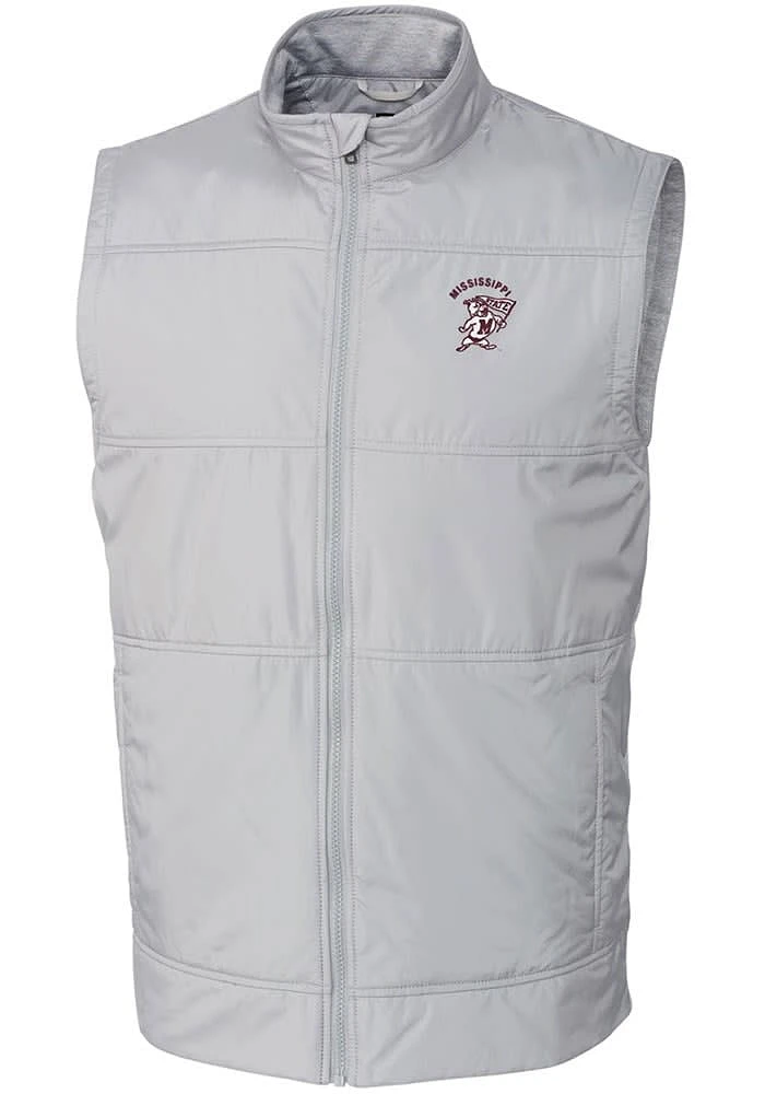 Cutter and Buck Mississippi State Bulldogs Mens Grey Stealth Hybrid Quilted Vest Big Tall Ve..