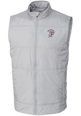 Cutter and Buck Mississippi State Bulldogs Mens Grey Stealth Hybrid Quilted Vest Big Tall Ve..