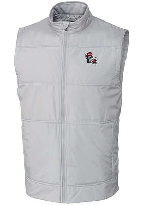 Cutter and Buck NC State Wolfpack Mens Grey Stealth Hybrid Quilted Vest Big Tall