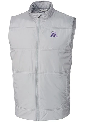 Grey Northwestern Wildcats Cutter and Buck Big Tall Stealth Hybrid Quilted Vest Mens