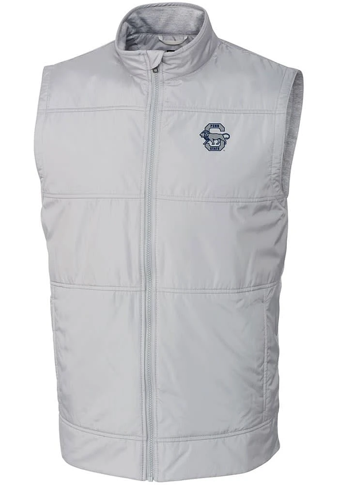 Grey Penn State Nittany Lions Cutter and Buck Big Tall Stealth Hybrid Quilted Vest Mens