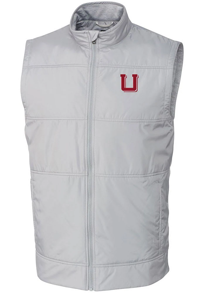 Cutter and Buck Utah Utes Mens Grey Stealth Hybrid Quilted Vest Big Tall