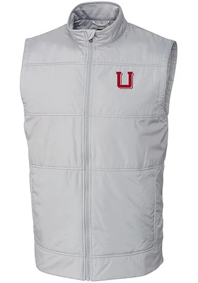 Cutter and Buck Utah Utes Mens Grey Stealth Hybrid Quilted Vest Big Tall