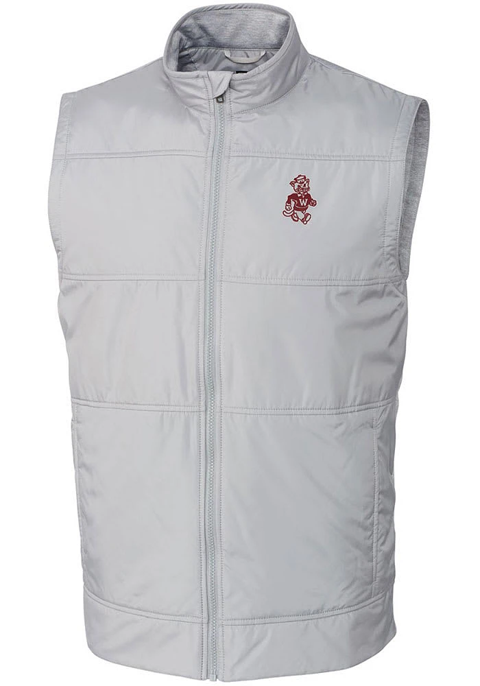 Cutter and Buck Washington State Cougars Mens Grey Stealth Hybrid Quilted Vest Big Tall