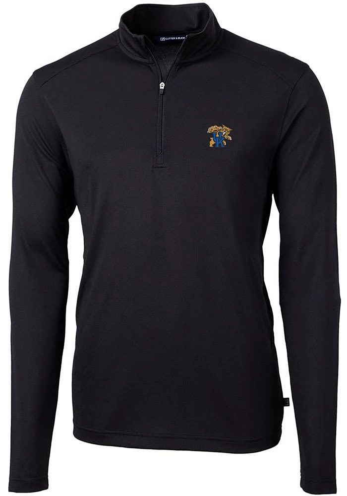 Cutter and Buck Kentucky Wildcats Mens Black Virtue Long Sleeve Qtr Zip Pullover