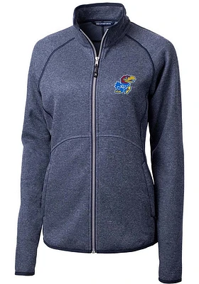 Cutter and Buck Kansas Jayhawks Womens Navy Blue Mainsail Medium Weight Jacket