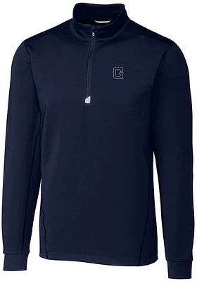 Cutter and Buck Georgetown Hoyas Mens Navy Blue Vault Traverse Big Tall Qtr Zip