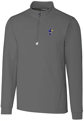 Cutter and Buck Kansas Jayhawks Mens Grey Vault Traverse Big Tall Qtr Zip