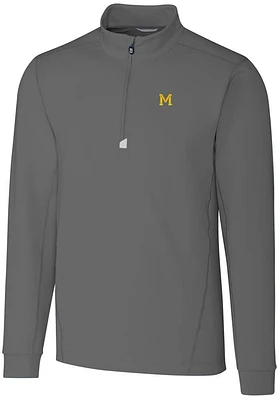 Cutter and Buck Michigan Wolverines Mens Grey Vault Traverse Big Tall Qtr Zip