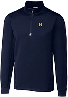 Cutter and Buck Michigan Wolverines Mens Navy Blue Vault Traverse Big Tall Qtr Zip