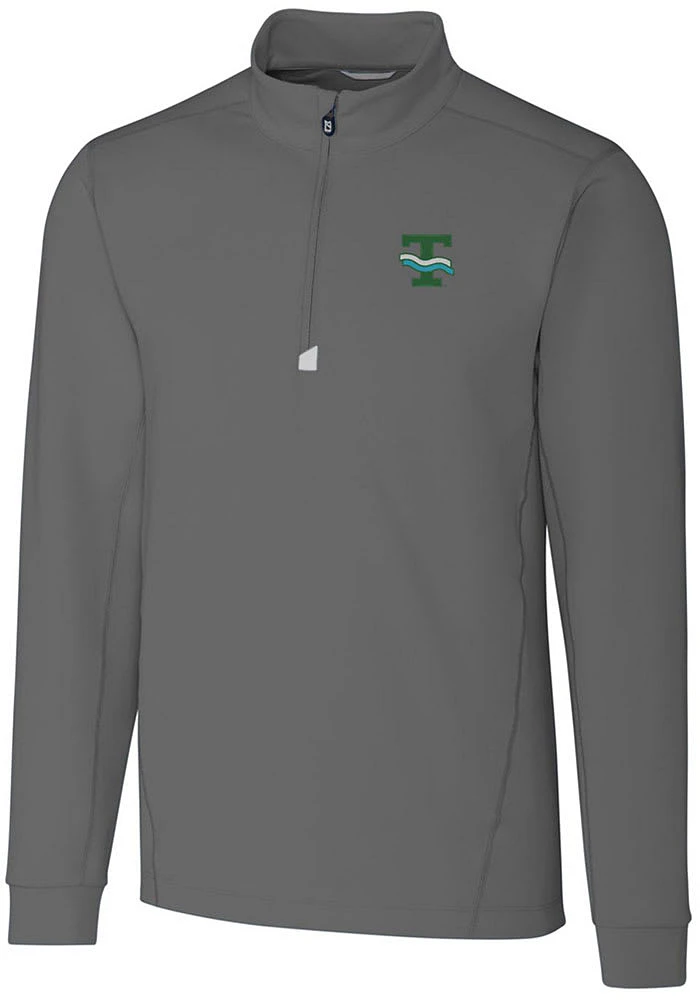 Cutter and Buck Tulane Green Wave Mens Grey Vault Traverse Big Tall Qtr Zip