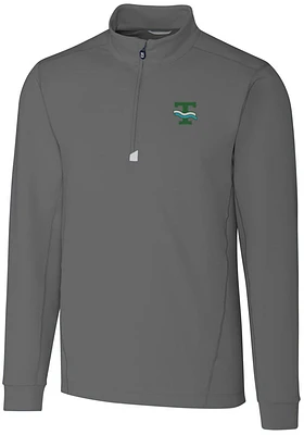 Cutter and Buck Tulane Green Wave Mens Grey Vault Traverse Big Tall Qtr Zip