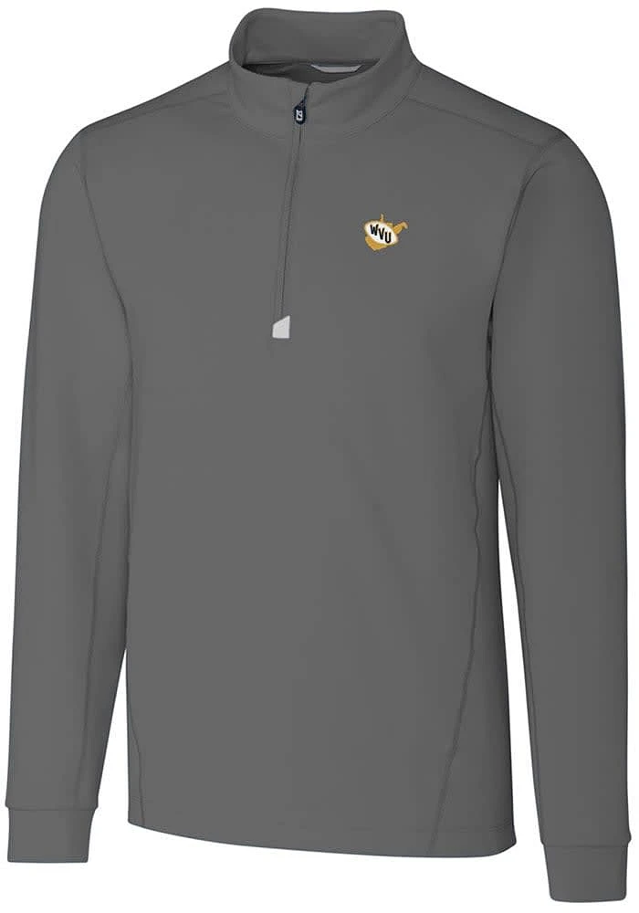 Cutter and Buck West Virginia Mountaineers Mens Grey Vault Traverse Big Tall Qtr Zip