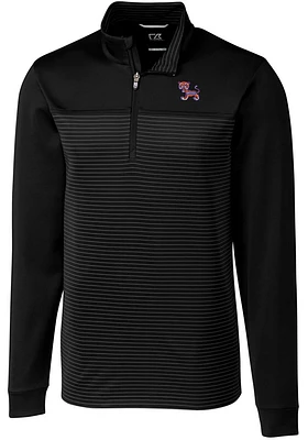 Cutter and Buck Clemson Tigers Mens Black Traverse Stripe Big Tall Qtr Zip