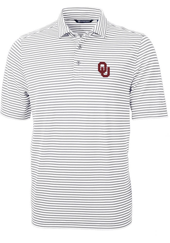 Cutter and Buck Oklahoma Sooners Mens Grey Virtue Short Sleeve Polo