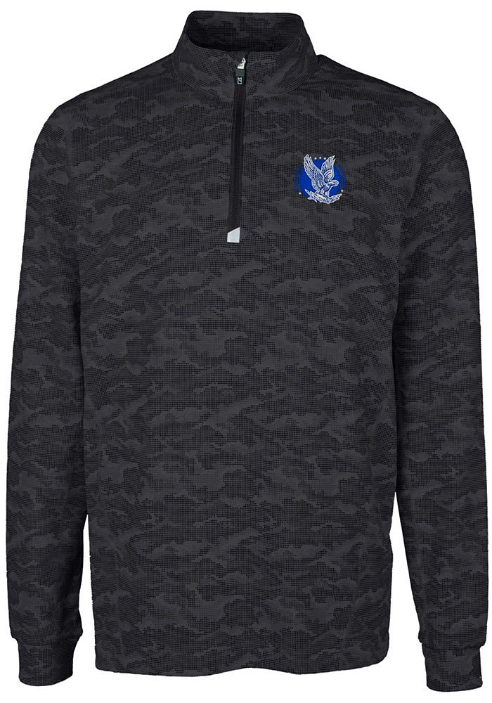 Cutter and Buck Air Force Falcons Mens Black Traverse Camo Print Big Tall Qtr Zip